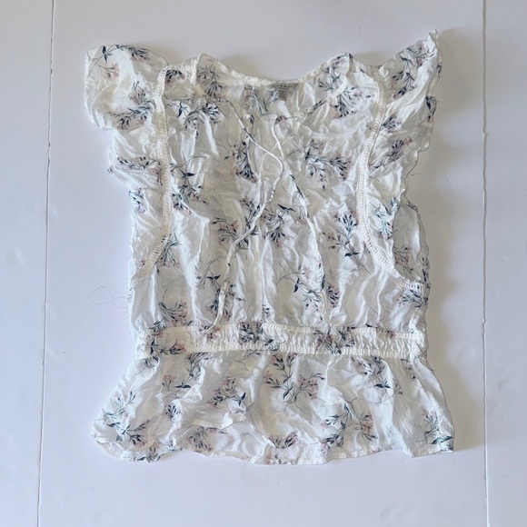 Lucky Brand Tops - Lucky Brand White Floral Ruffle Blouse